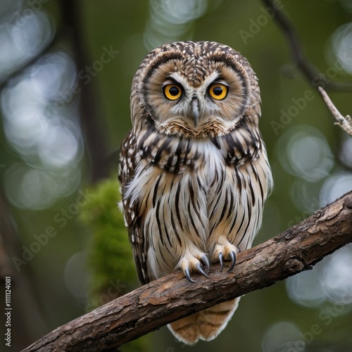 owl on a branch in the forest