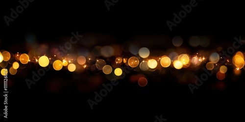 Blurry bokeh lights in a rich array of colors with glowing light effects against a black background. Ideal for a festive New Year greeting card template or party design