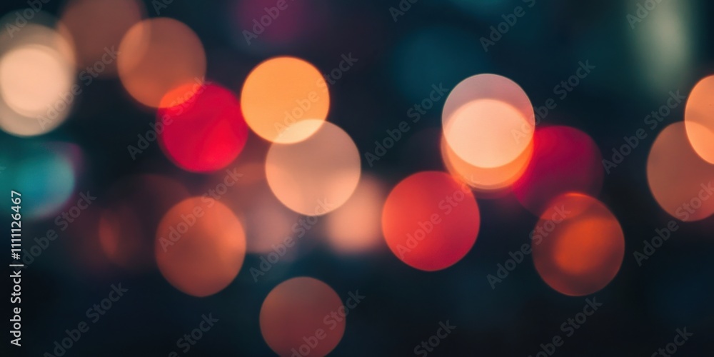 Colorful abstract bokeh lights glowing softly on a dark black background. Perfect for a vibrant New Year greeting card design or party invitation Colorful abstract bokeh lights glowing softly on a dark black background. Perfect for a vibrant New Year greeting card design or party invitation