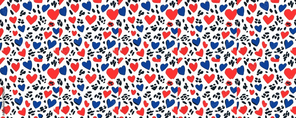 seamless pattern of Red blue hearts abstract pattern Valentines Day romantic joyful design seamless pattern of Red blue hearts abstract pattern Valentines Day romantic joyful design