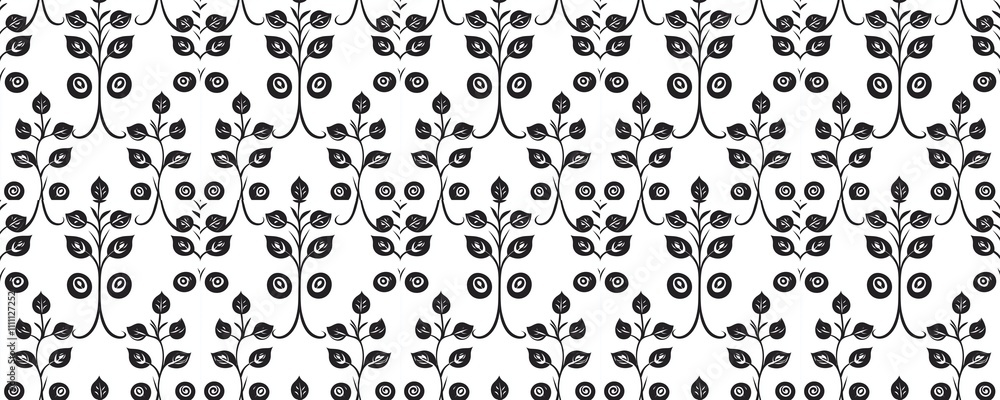 seamless pattern of Black white floral elegant design monochrome botanical illustration seamless pattern of Black white floral elegant design monochrome botanical illustration