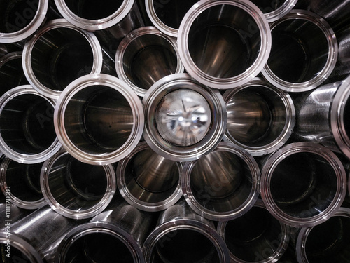 stack of steel pipes for TIG welding