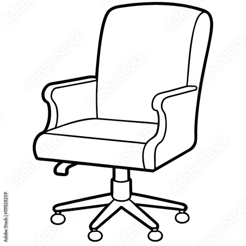 luxury office chair outline vector art on white background  