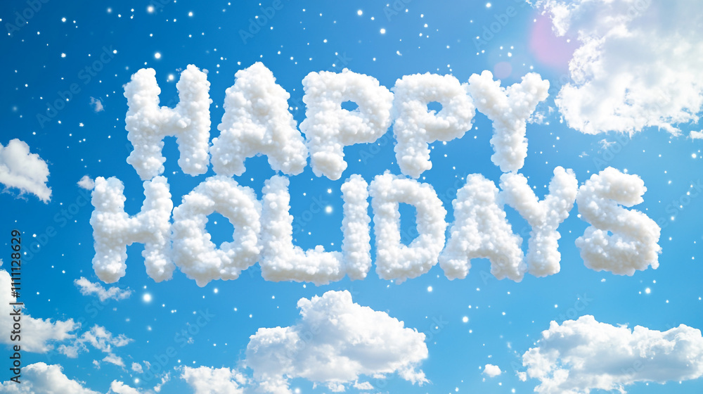 Happy Holidays Cloud Message Festive Winter Sky Scene Happy Holidays Cloud Message Festive Winter Sky Scene