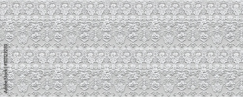 seamless pattern of Elegant white floral lace fabric texture  off white background  wedding bridal design  photo