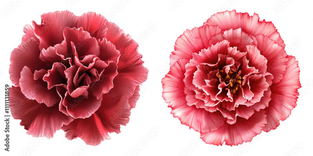Carnation isolated on transparent background, Set of Carnation isolated on transparent background, Set of