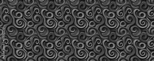 seamless pattern of Abstract swirling metallic gray dark gray background modern elegant design concept 