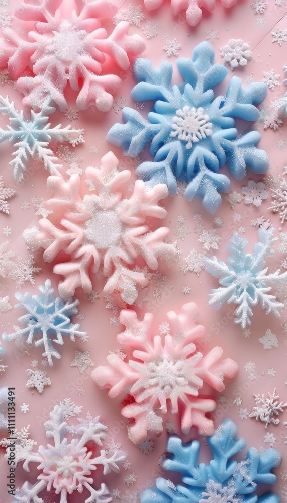 Charming pastel background with delicate snowflakes for festive winter and christmas celebrations Charming pastel background with delicate snowflakes for festive winter and christmas celebrations