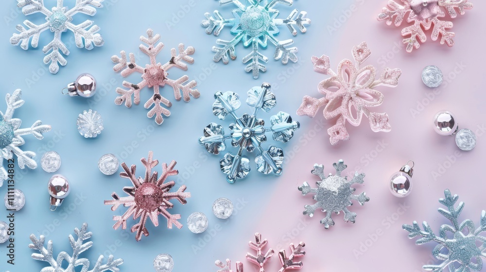Serene pastel background with delicate snowflakes for christmas and winter celebrations Serene pastel background with delicate snowflakes for christmas and winter celebrations