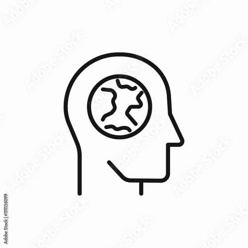 global thinking head icon sign vector