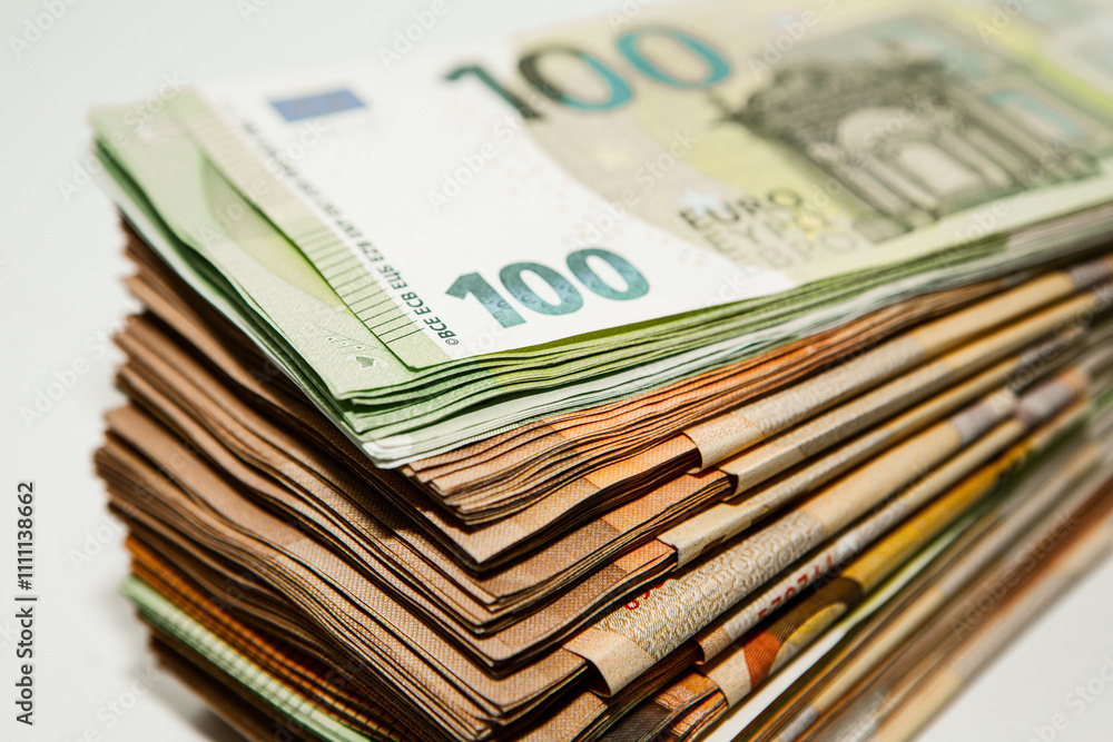 Euro banknote cash money. Lot of banknotes of European union currency close up. Financial investment, savings, income earnings concept. Euro banknote cash money. Lot of banknotes of European union currency close up. Financial investment, savings, income earnings concept.
