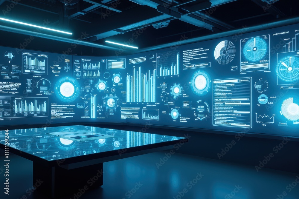 Futuristic Control Room with Holographic Displays and Digital Interfaces Showcasing Data Analytics and Visualizations for Advanced Operations and Monitoring Futuristic Control Room with Holographic Displays and Digital Interfaces Showcasing Data Analytics and Visualizations for Advanced Operations and Monitoring