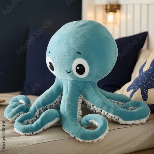 Apart from being a children's toy, octopus dolls can also be used as room decoration in a space octopus theme. photo