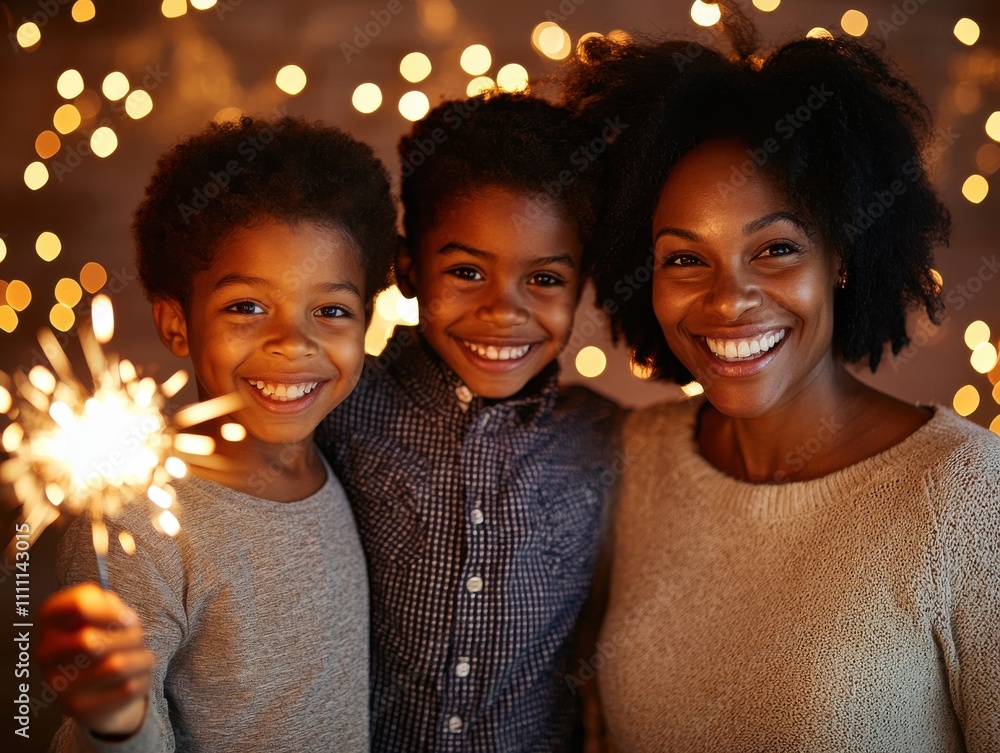 Fototapeta premium Celebrating joyful moments with family in cozy home festive lifestyle portrait warm indoor setting heartwarming vibes