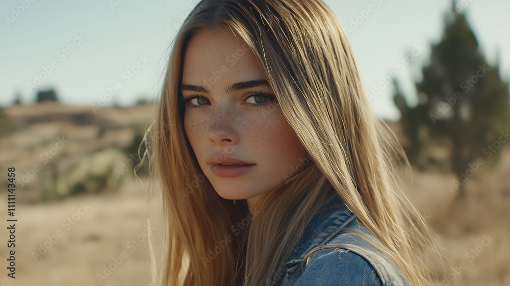 Serene Portrait: Young Woman in a Field at Dusk Serene Portrait: Young Woman in a Field at Dusk
