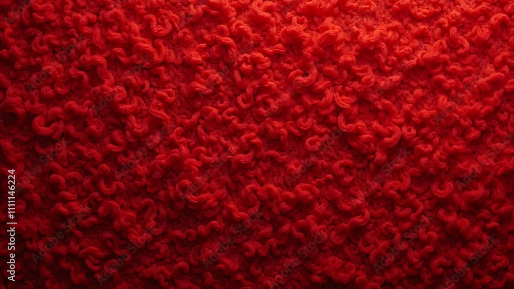 Luxurious Red Chenille Texture, Close-Up of Soft Plush Fabric Luxurious Red Chenille Texture, Close-Up of Soft Plush Fabric