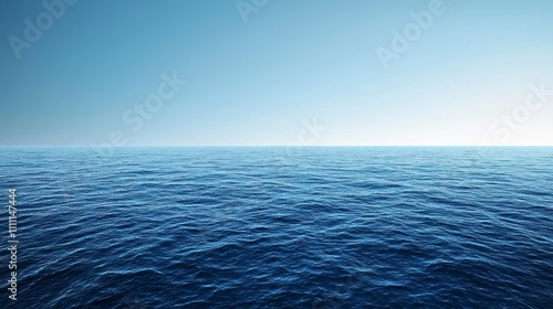 Calm blue ocean with a clear horizon and serene sky