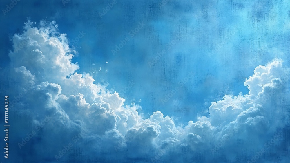 Realistic Fluffy Cloudscape, Detailed Cloud Formations in Bright Blue Sky Realistic Fluffy Cloudscape, Detailed Cloud Formations in Bright Blue Sky