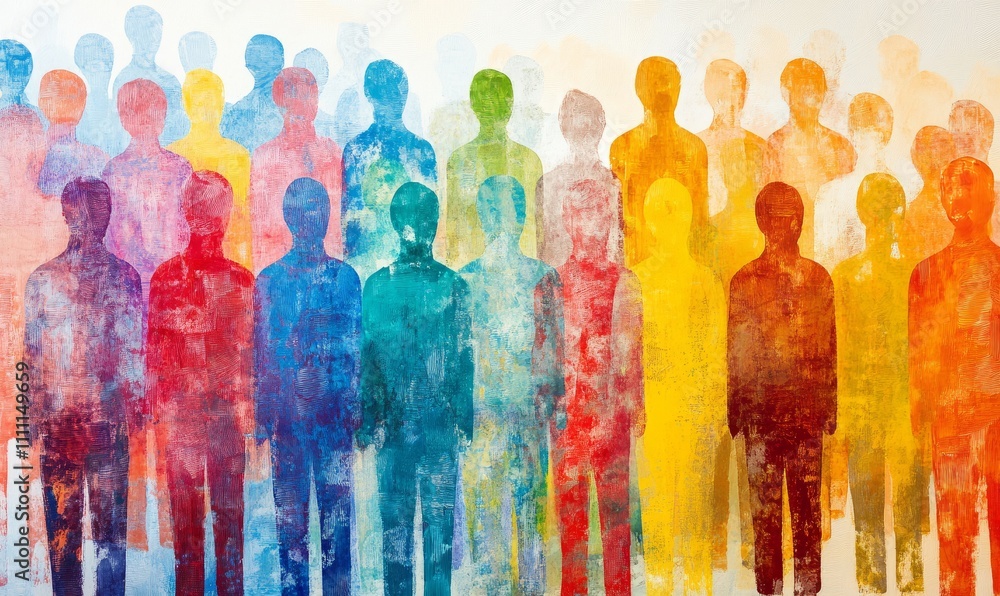 Fototapeta premium A group of multicolour people represent culture diversity. Abstract illustration showing cultural and racial difference