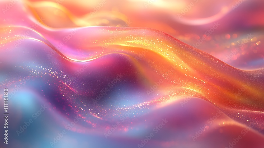 Fototapeta premium A glowing holographic gradient with soft pink teal and gold tones in a sleek abstract style