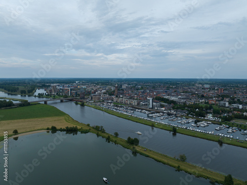 Aerial drone photo of ROermond, City overview. The Netherlands.