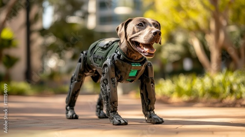 Guide Dog Assisting Visually Impaired Person in Park