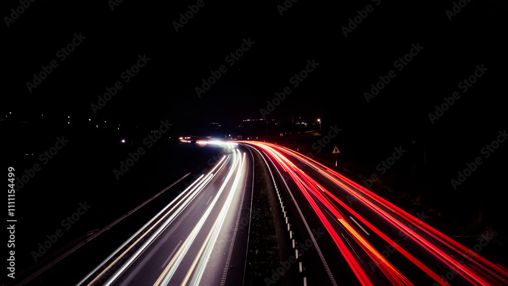 Car lights on a Spanish motorway. Car lights on a Spanish motorway.