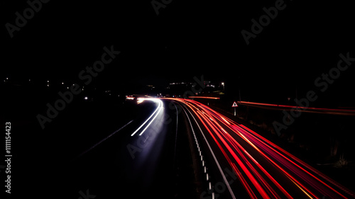 Car lights on a Spanish motorway.