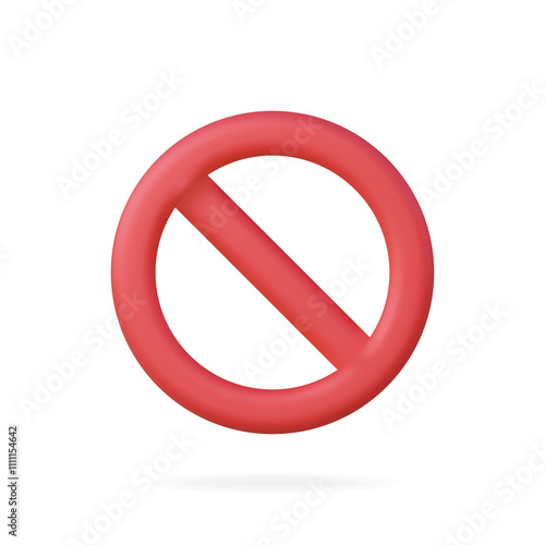 3d vector icon of a red prohibition symbol, representing a warning or restriction