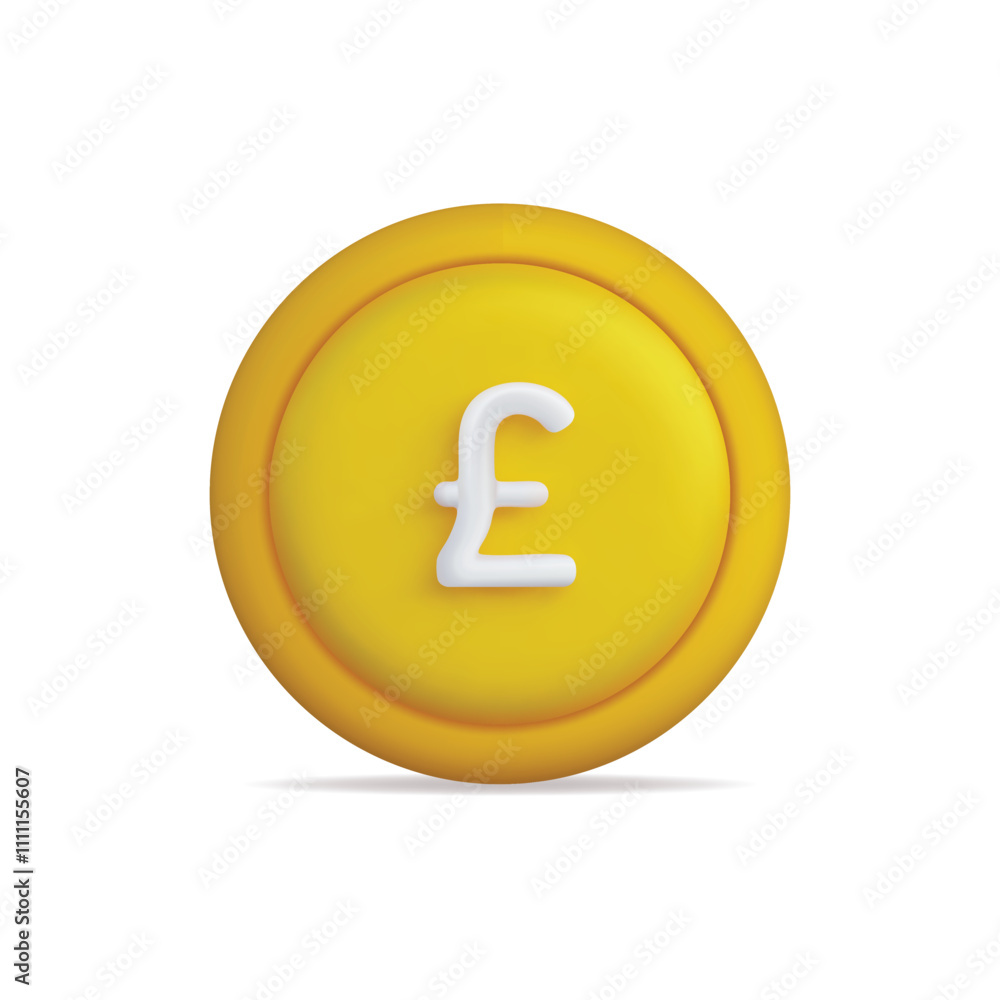 3d vector icon of a yellow coin with a pound symbol, representing currency and finance 3d vector icon of a yellow coin with a pound symbol, representing currency and finance