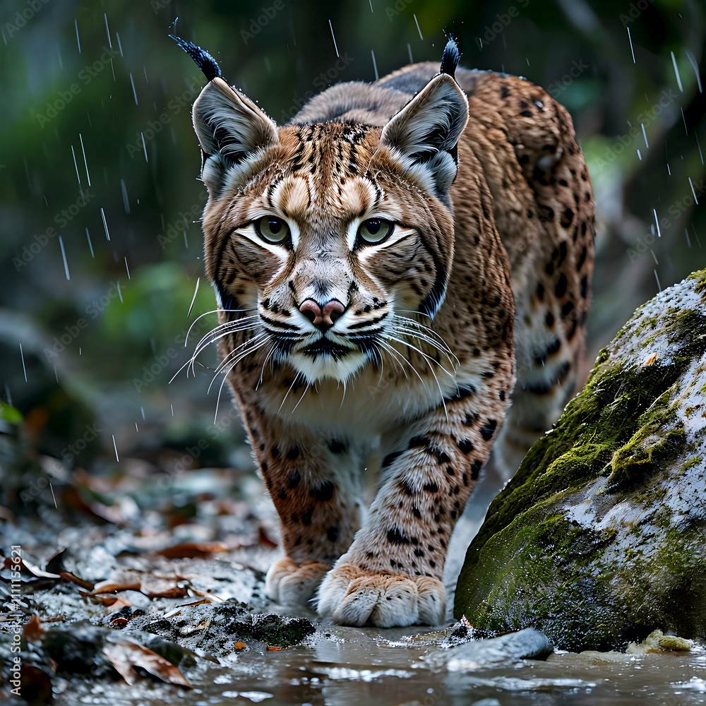 Fototapeta premium Iberian lynx (Lynx pardinus) in its natural ecosystem