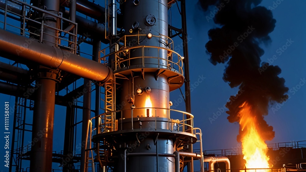 View of a Gas Flare System at a Processing Plant:**Digital Artwork series 02
View of a Gas Flare System at a Processing Plant:**Digital Artwork series 02