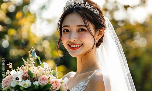 Radiant Bride in Wedding Attire photo