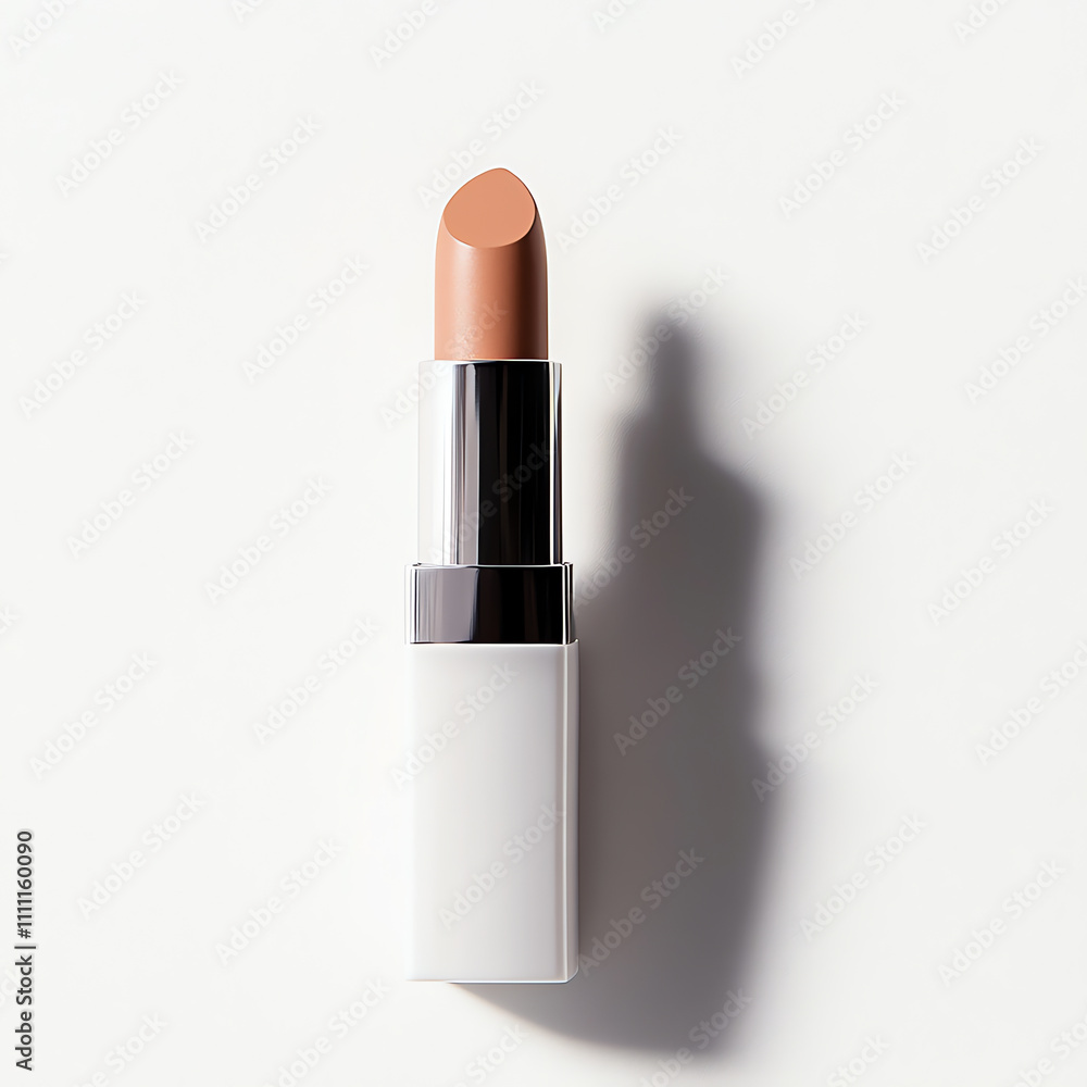Pastel Brown Lipstick on White Background with Warm Shadows Pastel Brown Lipstick on White Background with Warm Shadows