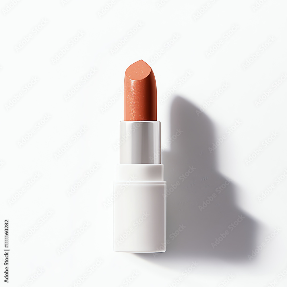 Pastel Brown Lipstick on White Background with Warm Shadows Pastel Brown Lipstick on White Background with Warm Shadows