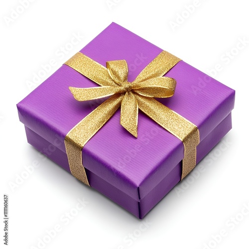 Purple gift with gold foil and ribbon