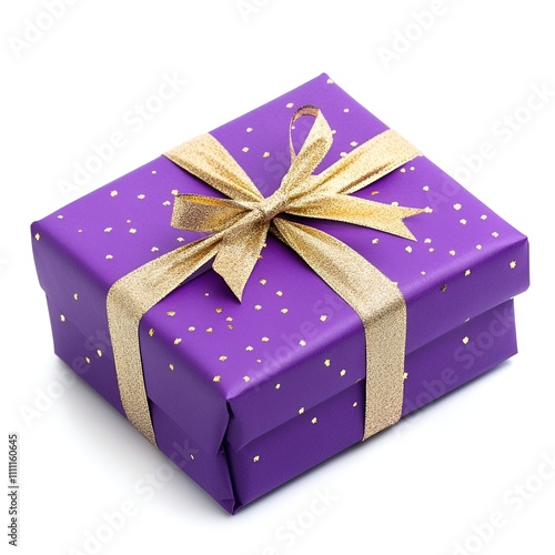 Purple gift with gold foil and ribbon
