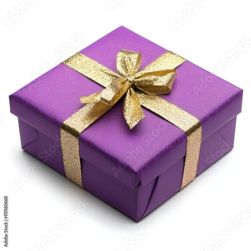 Purple gift with gold foil and ribbon