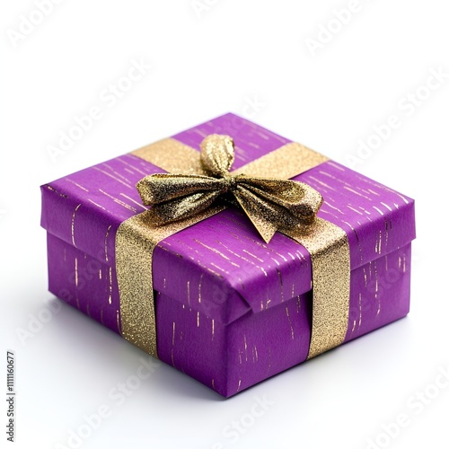 Purple gift with gold foil and ribbon