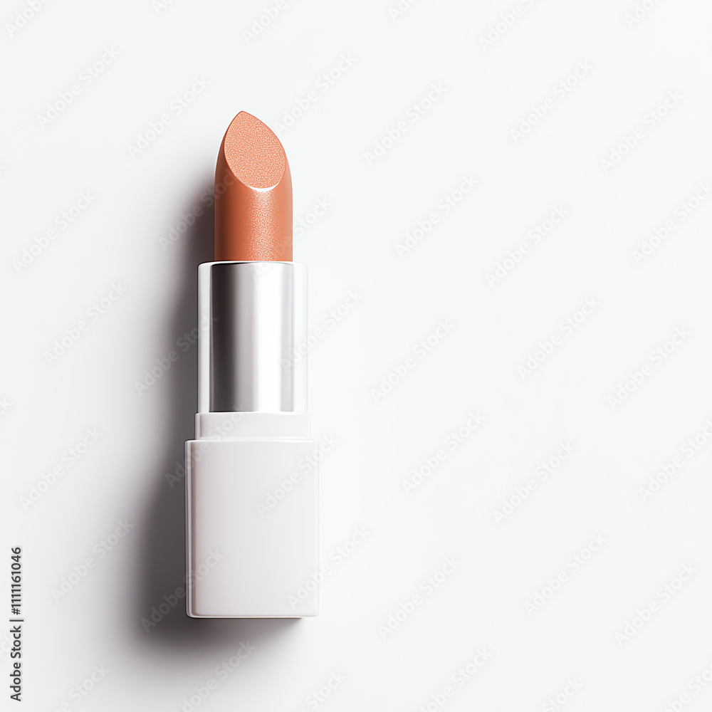 Pastel Brown Lipstick on White Background with Warm Shadows Pastel Brown Lipstick on White Background with Warm Shadows
