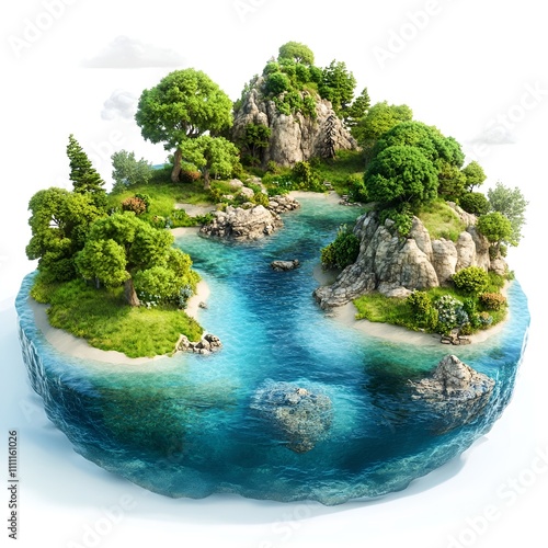 Water-covered world with islands