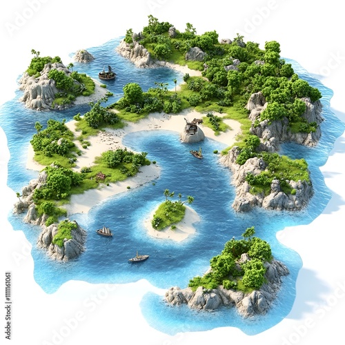 Water-covered world with islands