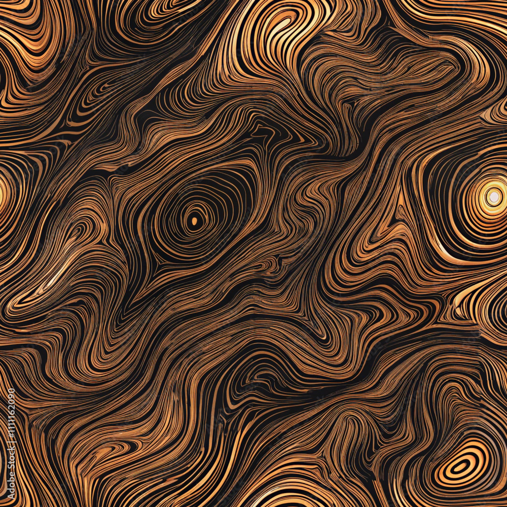 Fototapeta premium Rich Dark Wood Grain Abstract Pattern with Golden Accents