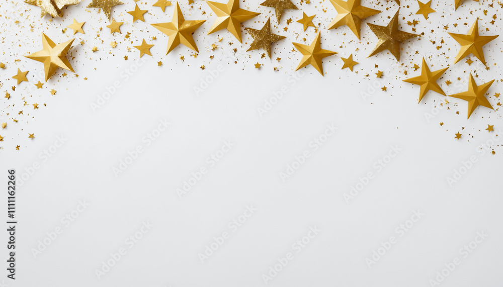 Obraz premium glittery gold stars on white background