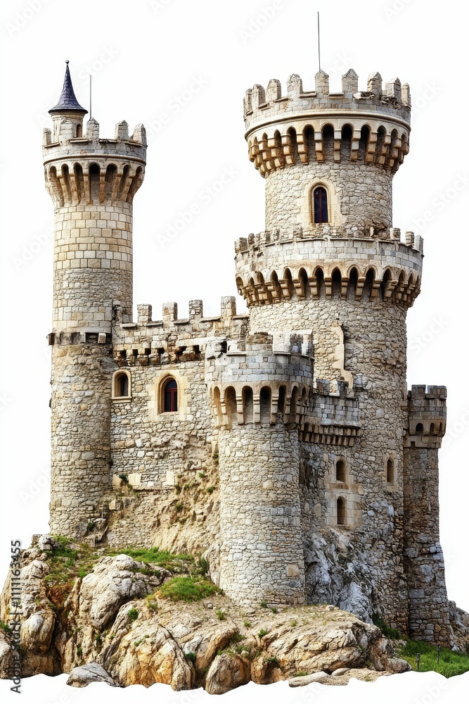Stone castle towers, rocky outcrop, isolated. Stone castle towers, rocky outcrop, isolated.
