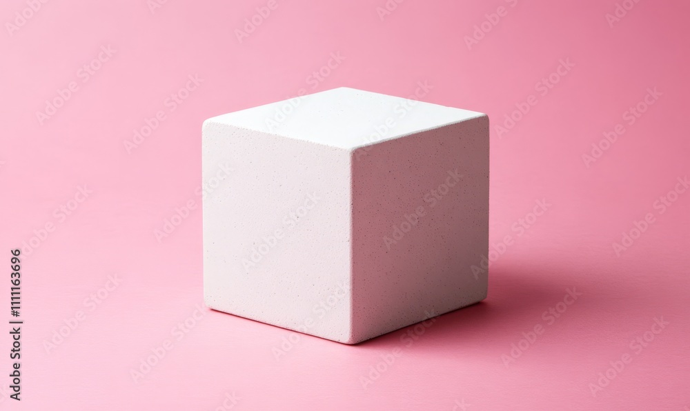 A simple, white cube stands against a smooth, pastel pink background, highlighting minimalism and modern design. A simple, white cube stands against a smooth, pastel pink background, highlighting minimalism and modern design.