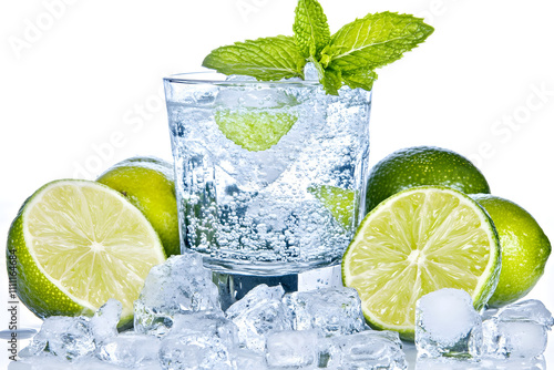 mojito cocktail isolated on white