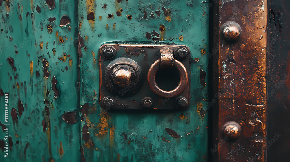 A heavily oxidized copper surface with vibrant green patina and rustic textures, evoking history and craftsmanship. Rustic. Illustration A heavily oxidized copper surface with vibrant green patina and rustic textures, evoking history and craftsmanship. Rustic. Illustration