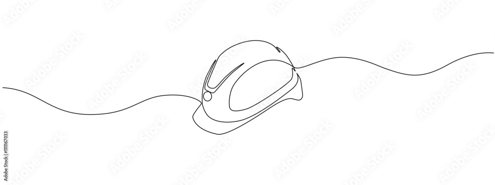 Continuous single line continuous illustration of safety helmet for safe work. Construction equipment single vector editable line. Construction concept. Continuous single line continuous illustration of safety helmet for safe work. Construction equipment single vector editable line. Construction concept.