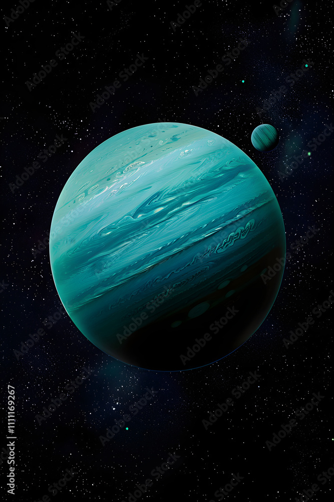 The Mesmerizing Beauty and Intriguing Mysteries: A Close View of the Planet Uranus and It's Moons in Deep Space The Mesmerizing Beauty and Intriguing Mysteries: A Close View of the Planet Uranus and It's Moons in Deep Space